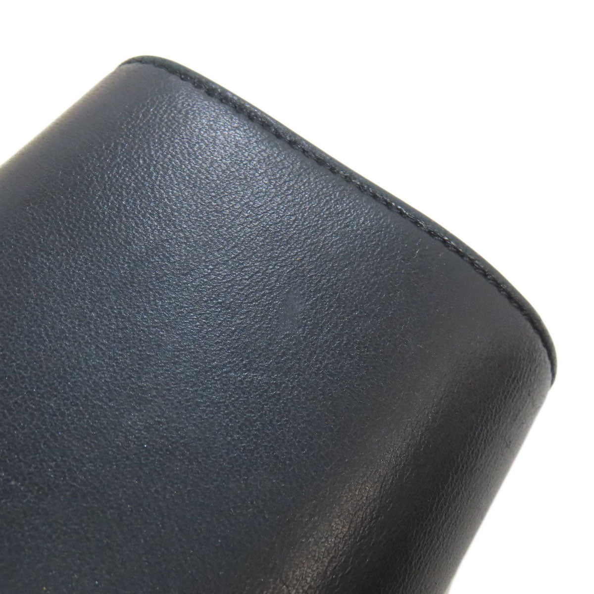 CELINE Bifold Wallet leather black Triomphe Flap Women Used Authentic