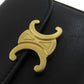 CELINE Bifold Wallet leather black Triomphe Flap Women Used Authentic