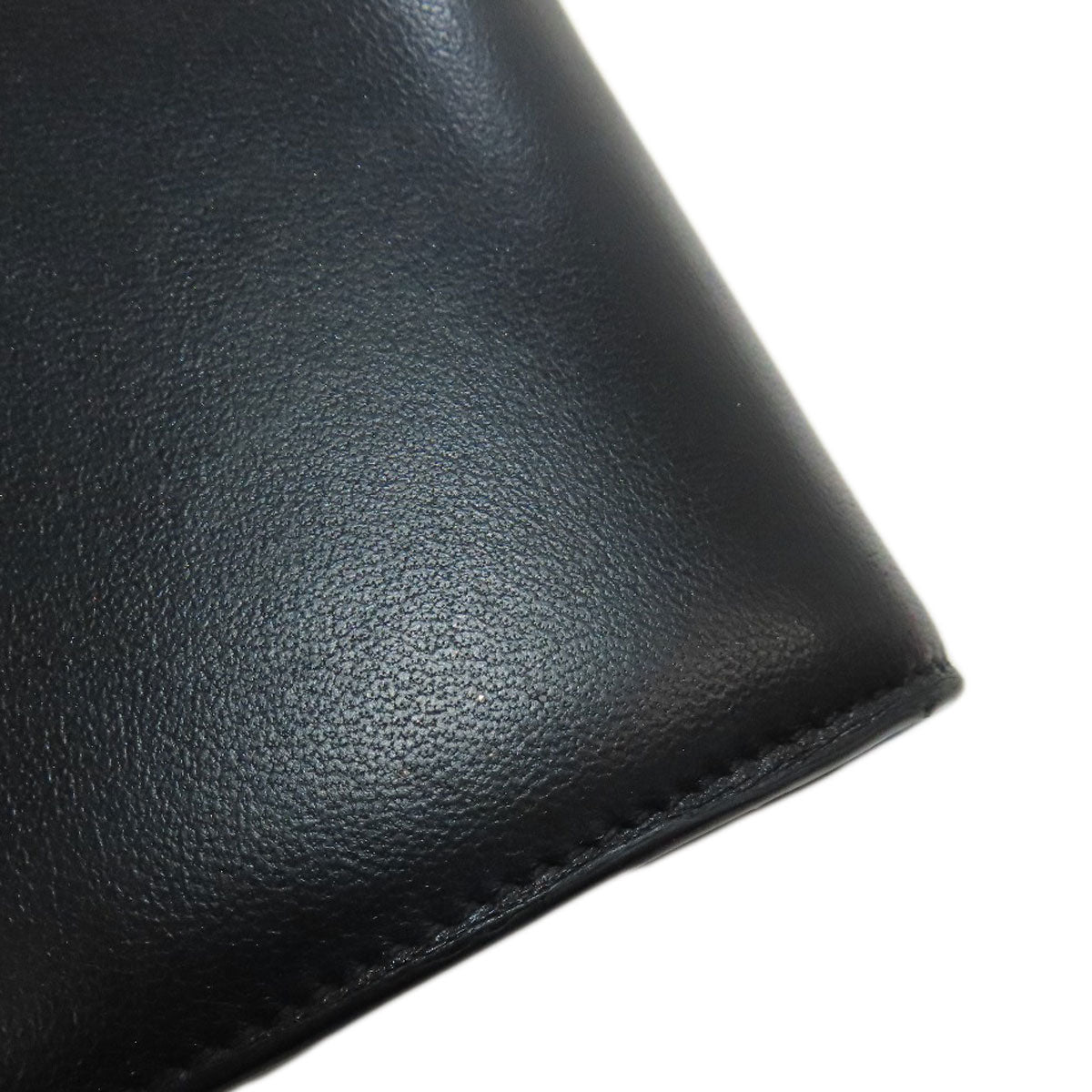 CELINE Bifold Wallet leather black Triomphe Flap Women Used Authentic