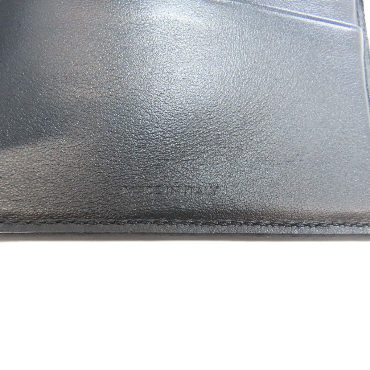 CELINE Bifold Wallet leather black Triomphe Flap Women Used Authentic