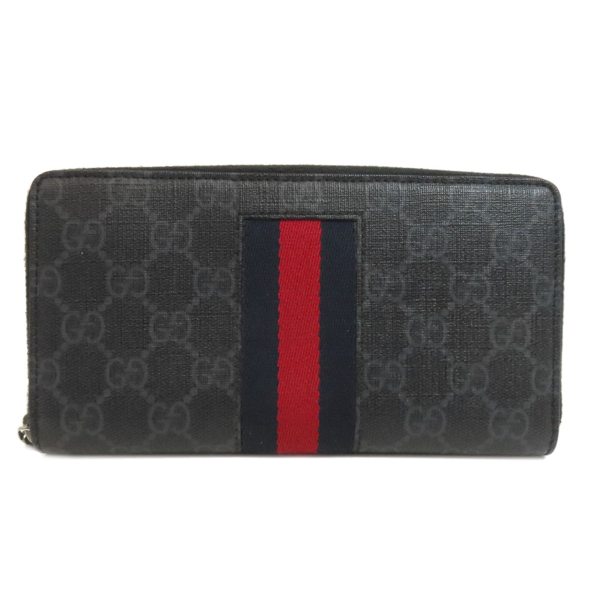 GUCCI Long Wallet Purse 408831 PVC black GG Supreme Shelly Line mens Used Authentic