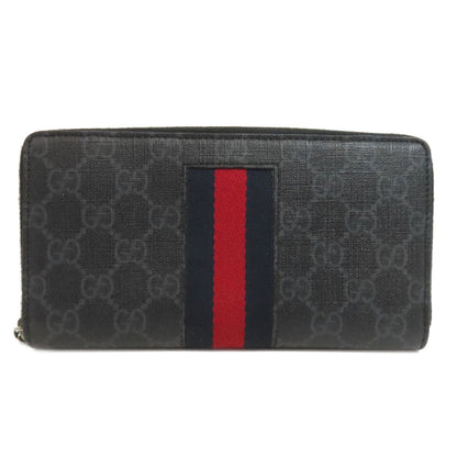 GUCCI Long Wallet Purse 408831 PVC black GG Supreme Shelly Line mens Used Authentic