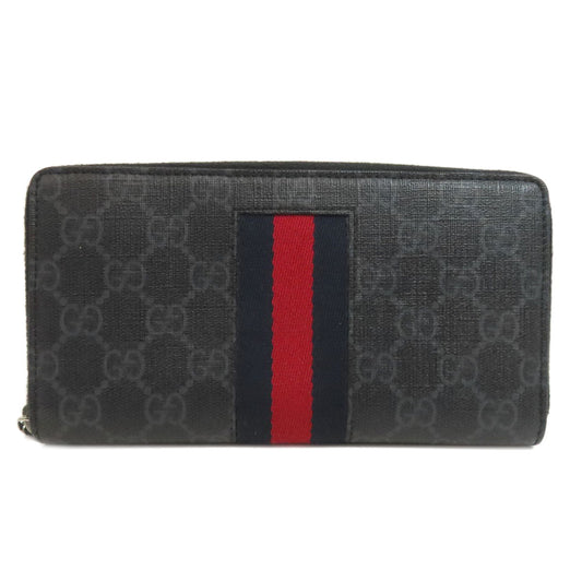 GUCCI Long Wallet Purse 408831 PVC black GG Supreme Shelly Line mens Used Authentic