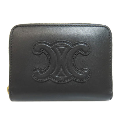 CELINE Coin case leather black Triomphe