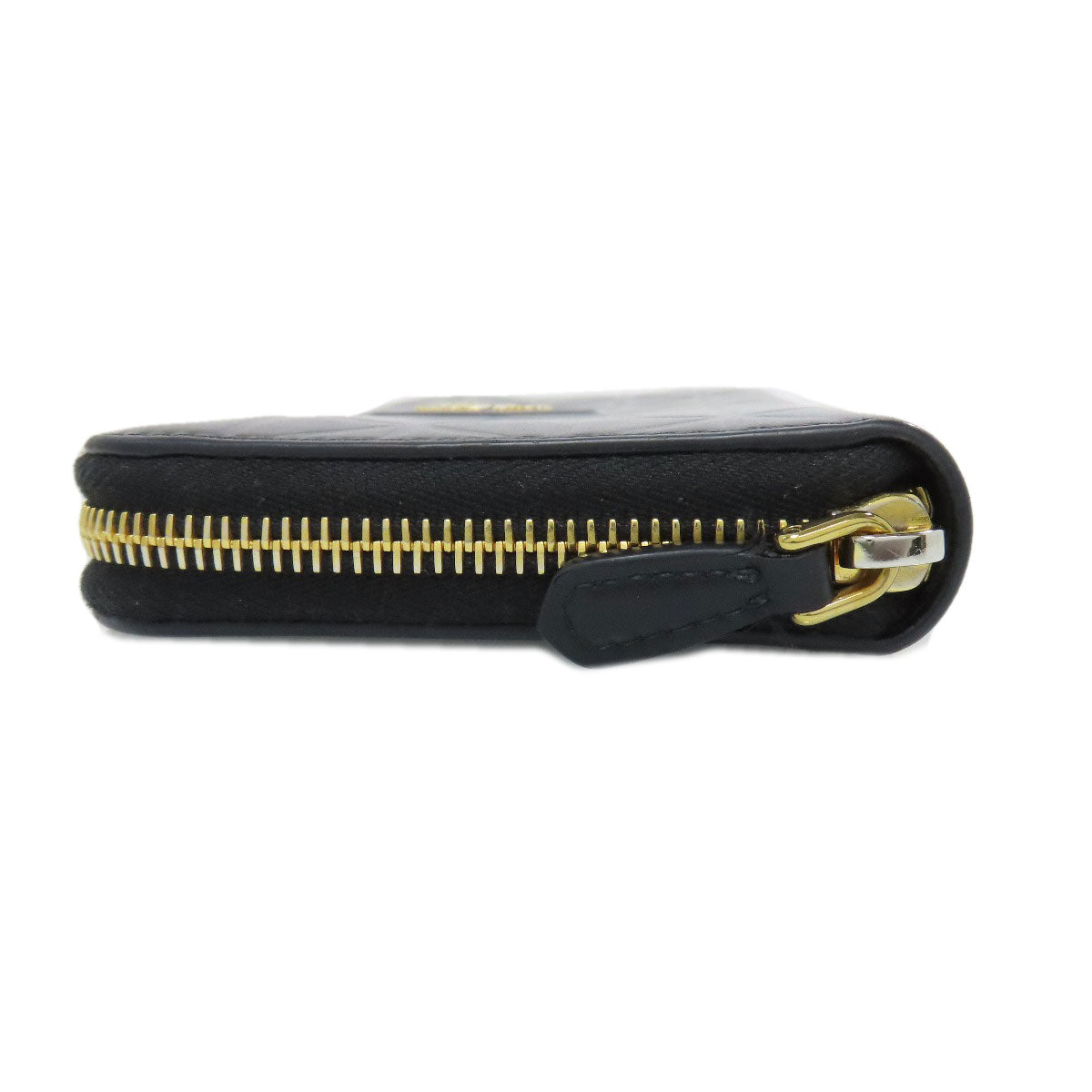 PRADA Long Wallet Purse 1ML506 Calfskin black Zip Around embossing Women Used Authentic