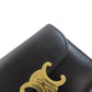 CELINE Bifold Wallet leather black Triomphe Flap Women Used Authentic