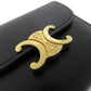 CELINE Bifold Wallet leather black Triomphe Flap Women Used Authentic