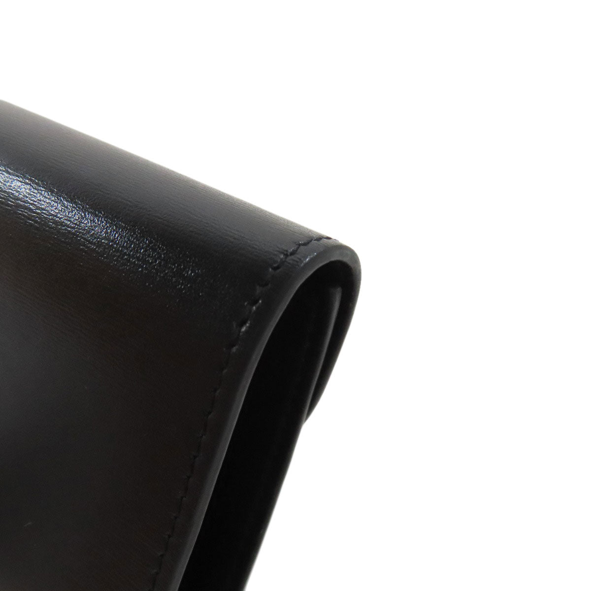 CELINE Bifold Wallet leather black Triomphe Flap Women Used Authentic