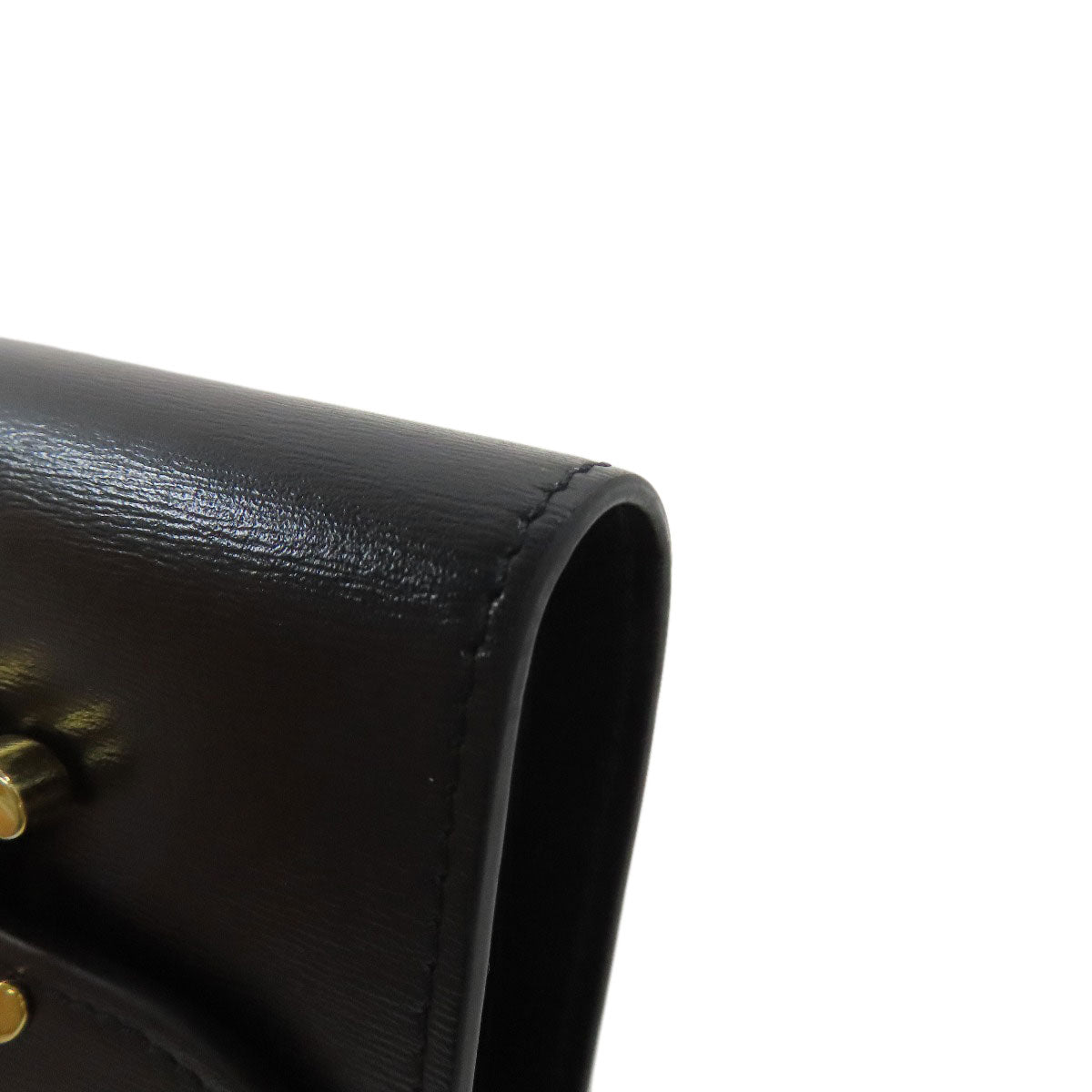 CELINE Bifold Wallet leather black Triomphe Flap Women Used Authentic