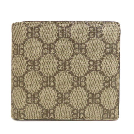 BALENCIAGA Bifold Wallet 680403 PVC Brown gucci collaboration Women Used Authentic