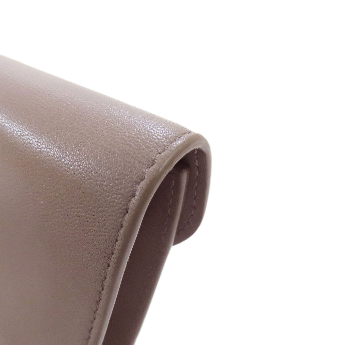 CELINE Bifold Wallet Calfskin gray Triomphe Flap Women Used Authentic