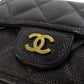 CHANEL Bifold Wallet Grained Calfskin Skin black Compact Wallet Matelasse Gold Metal Women Used Authentic
