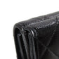 CHANEL Bifold Wallet Grained Calfskin Skin black Compact Wallet Matelasse Gold Metal Women Used Authentic