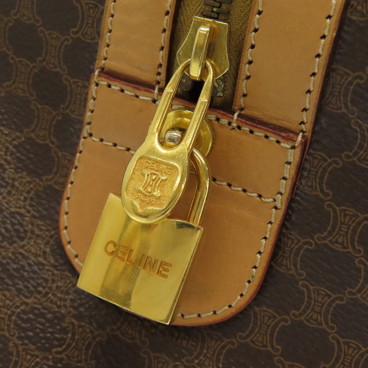 CELINE Boston Duffel bag PVC Brown Macadam Pattern