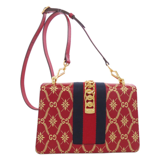 GUCCI Shoulder Bag 524405 leather Red Sylvie GG