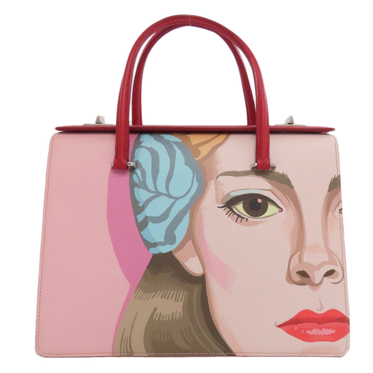 PRADA Handbag PVC Red Face Art