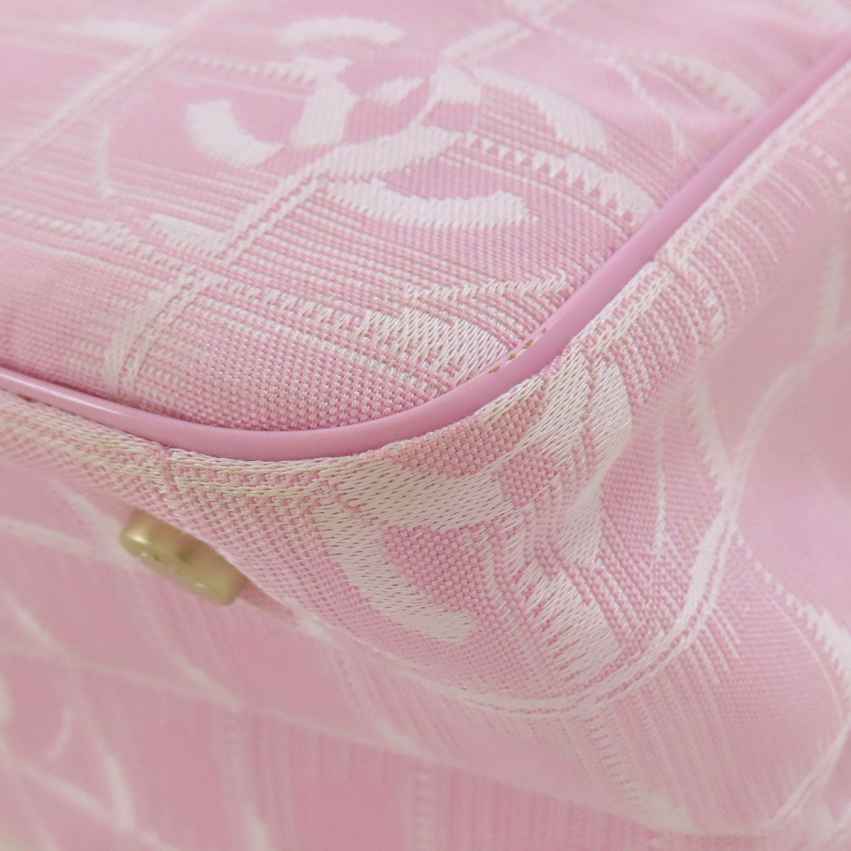 CHANEL Handbag Nylon jacquard pink New Travel Line PM