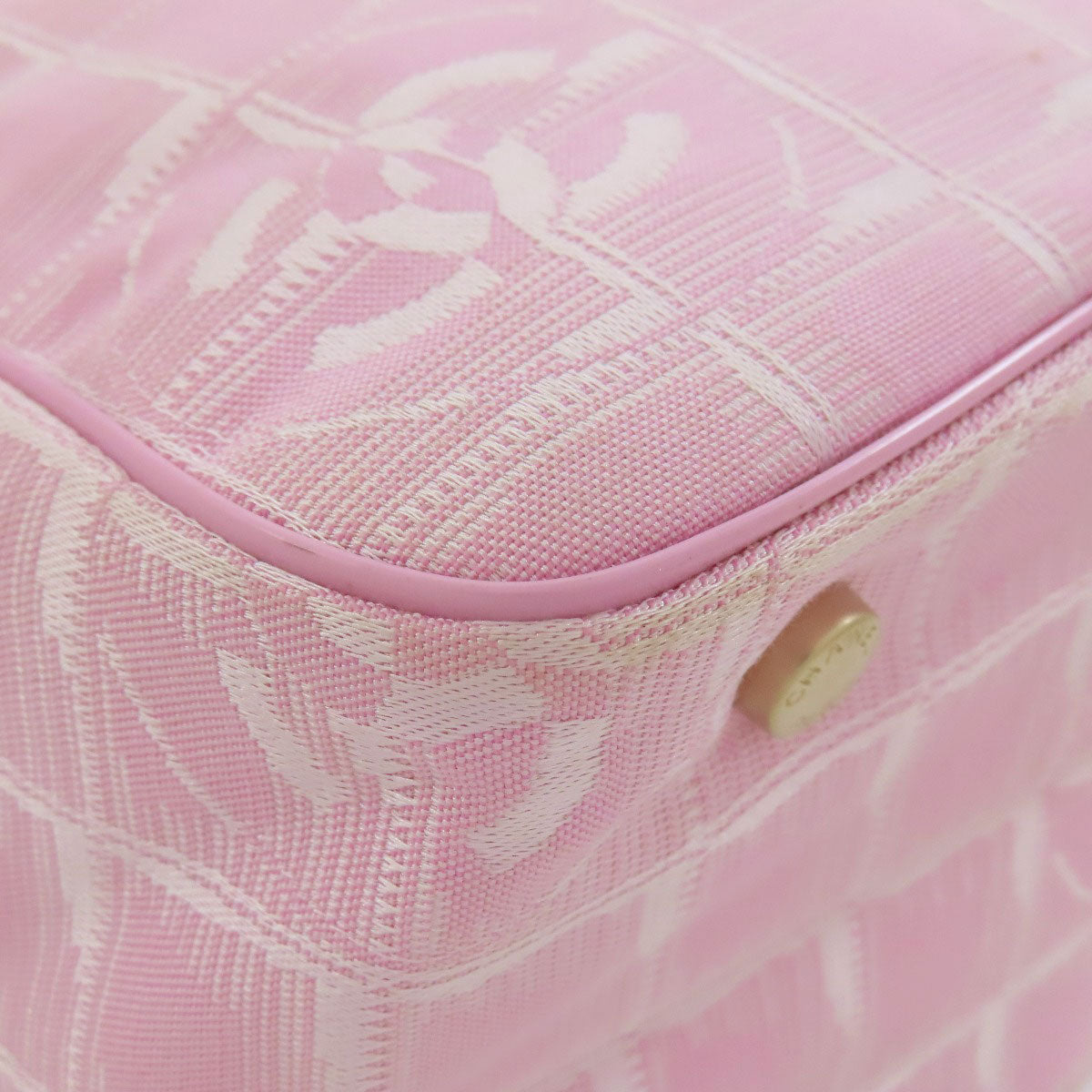 CHANEL Handbag Nylon jacquard pink New Travel Line PM