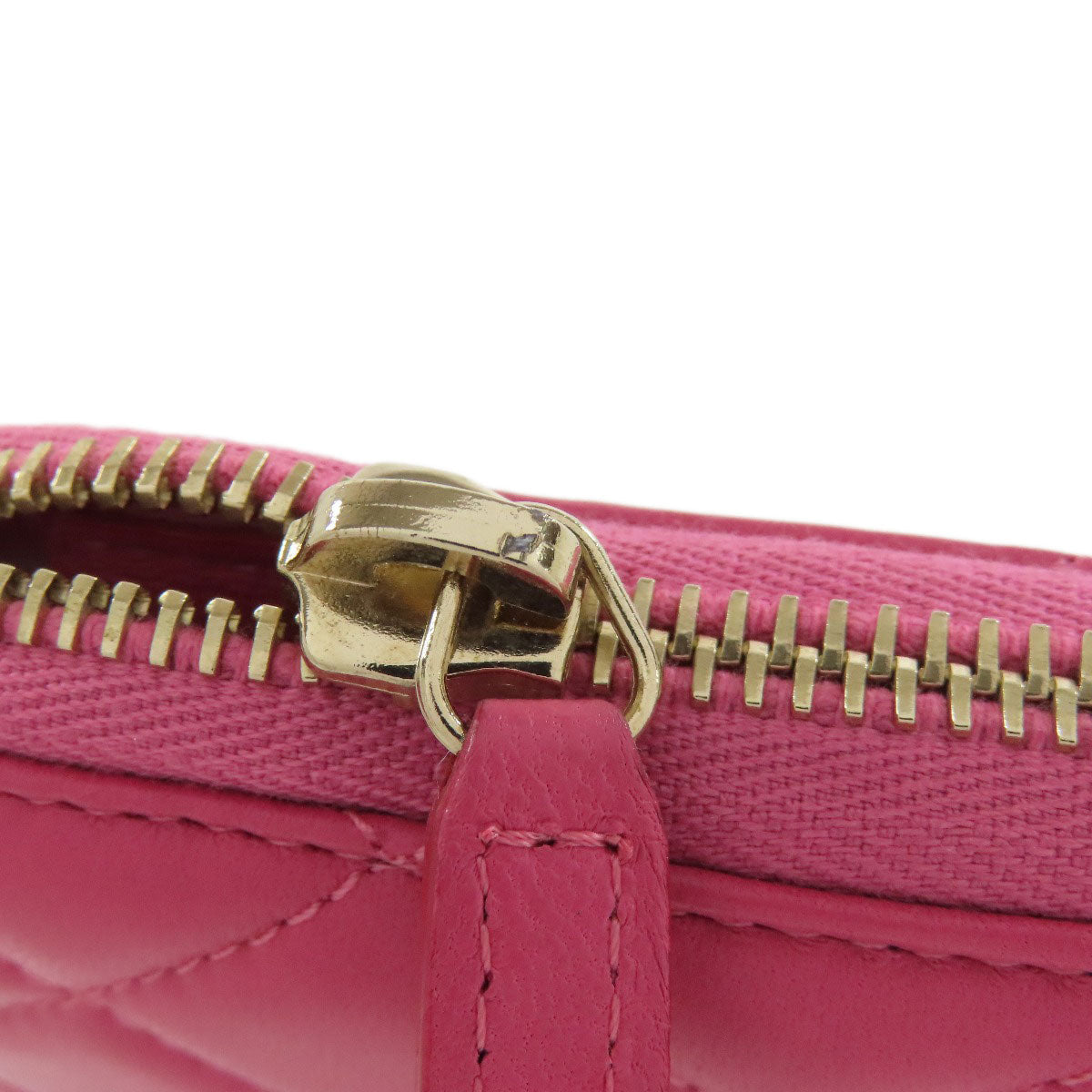 CHANEL Long Wallet Purse lambskin pink Matelasse COCO Mark Gold Metal