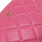 CHANEL Long Wallet Purse lambskin pink Matelasse COCO Mark Gold Metal