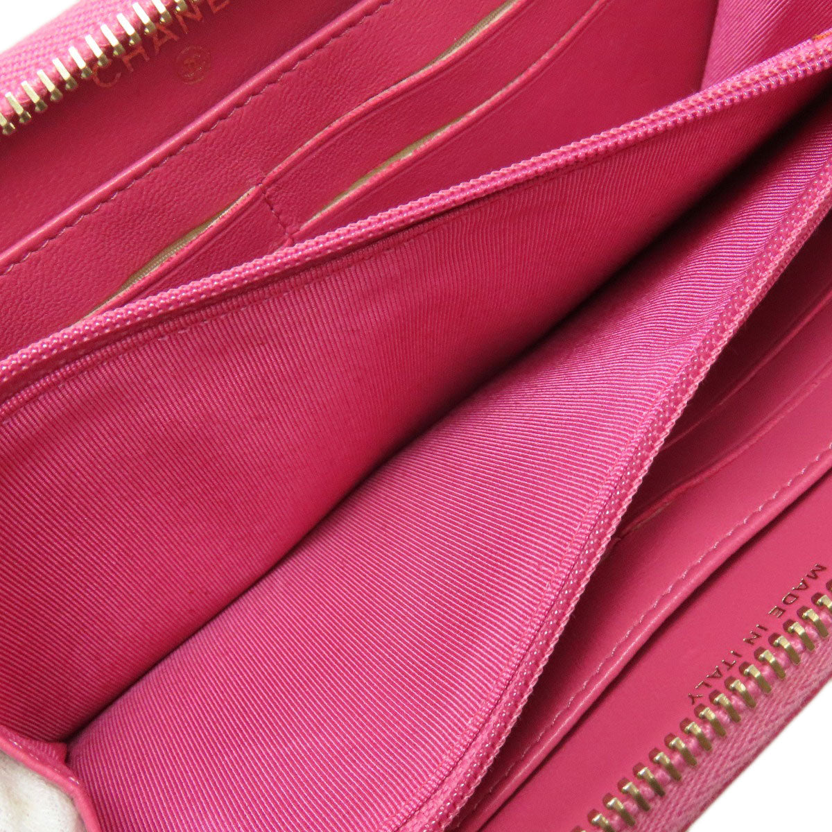CHANEL Long Wallet Purse lambskin pink Matelasse COCO Mark Gold Metal