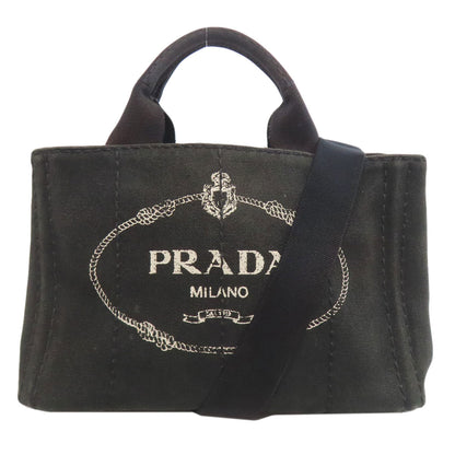 PRADA Handbag canvas black Canapa mini 2 WAY