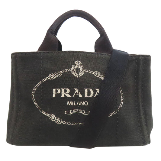 PRADA Handbag canvas black Canapa mini 2 WAY