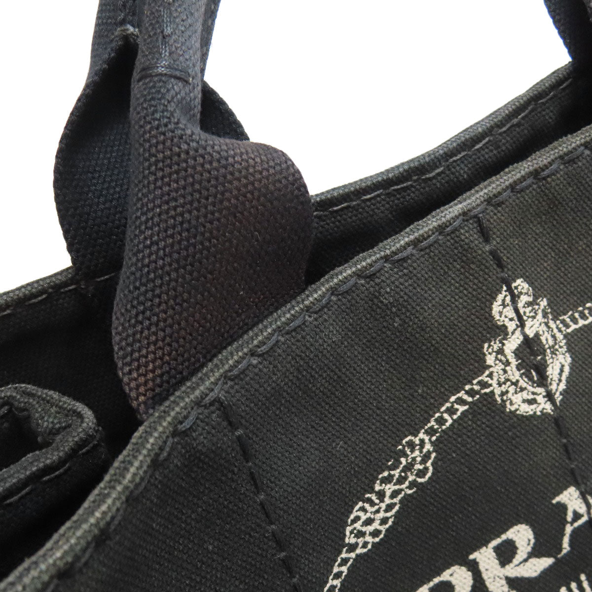 PRADA Handbag canvas black Canapa mini 2 WAY