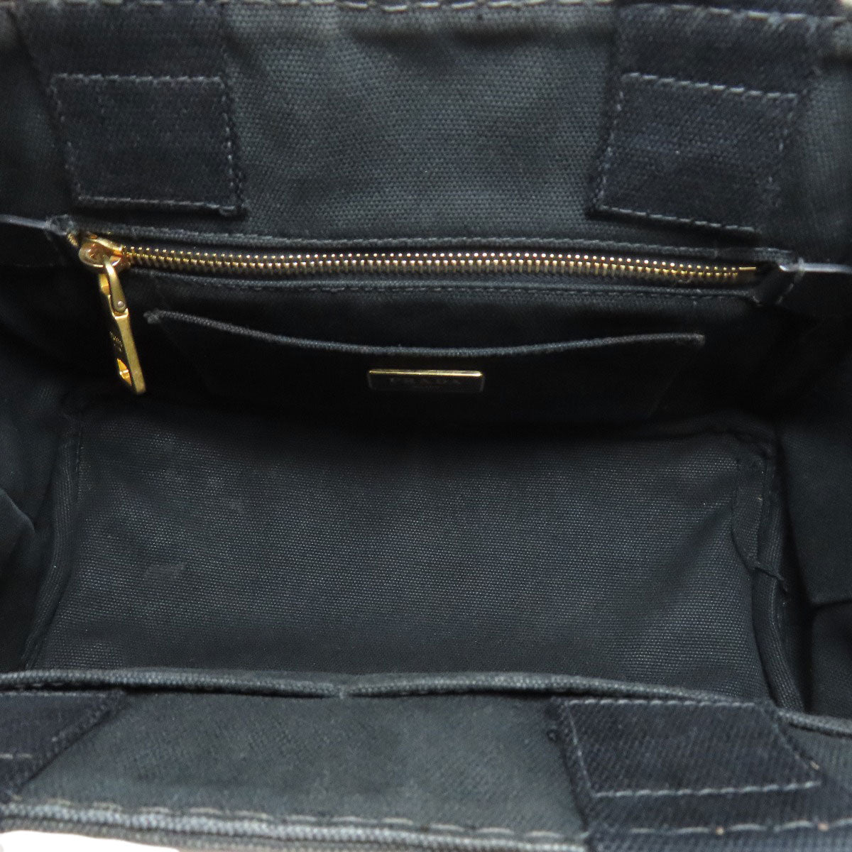 PRADA Handbag canvas black Canapa mini 2 WAY