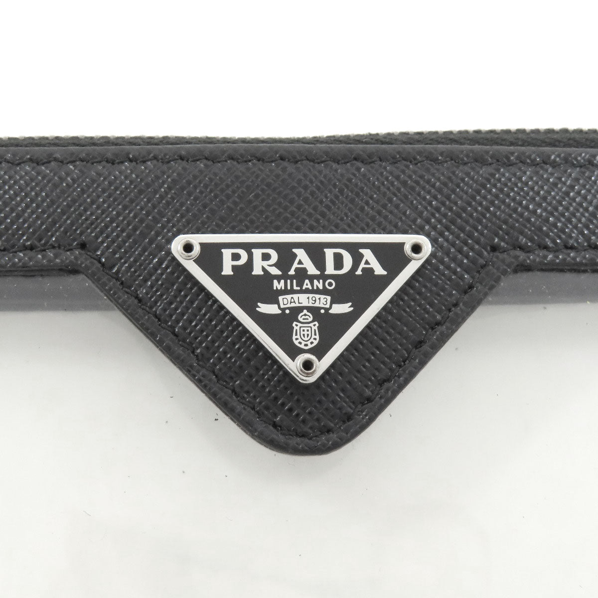 PRADA Accessory pouch Safiano black logoMetal