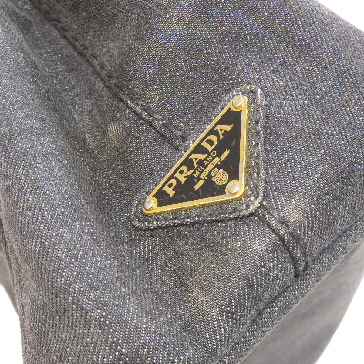 PRADA Tote Bag denim black Canapa mini 2 WAY