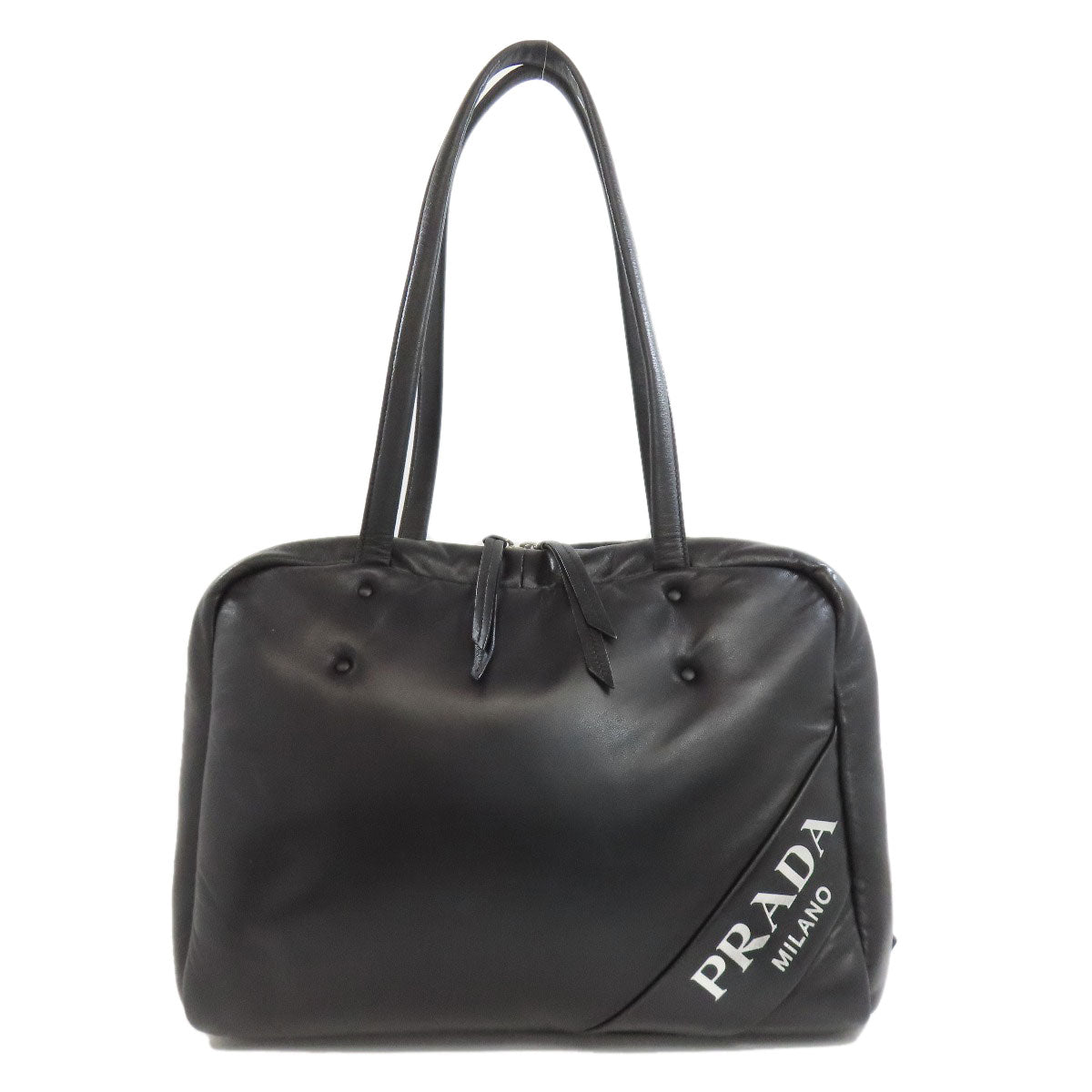 PRADA Tote Bag Calfskin black logo