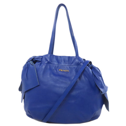 PRADA Tote Bag Calfskin blue 2WAY
