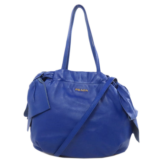 PRADA Tote Bag Calfskin blue 2WAY