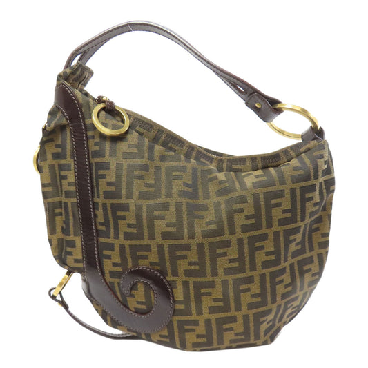 FENDI Shoulder Bag canvas Brown one belt Zucca Pattern