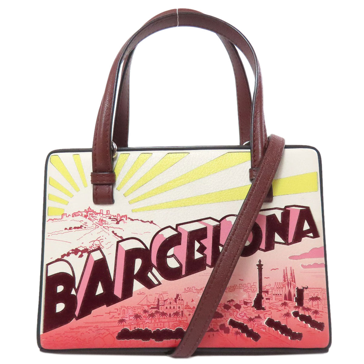 LOEWE Handbag Calfskin Brown Postal City 2WAY