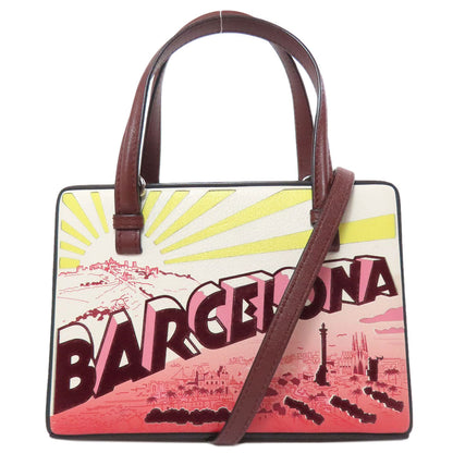 LOEWE Handbag Calfskin Brown Postal City 2WAY