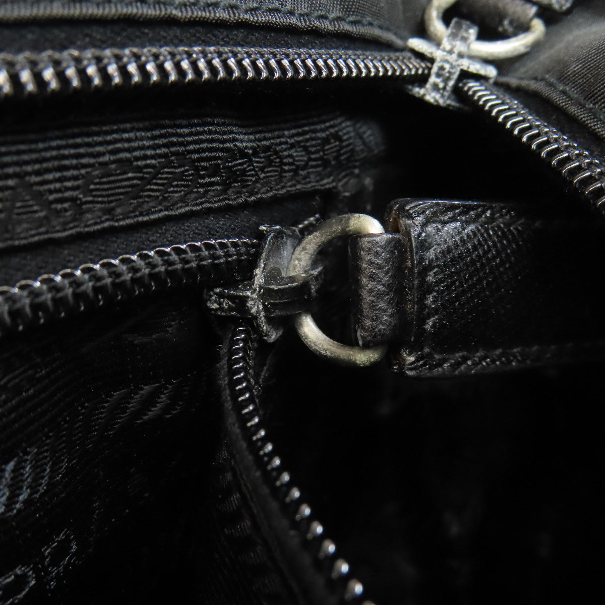 PRADA Shoulder Bag Nylon black logoMetal