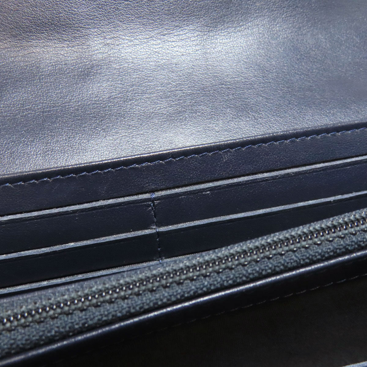 CHANEL Long Wallet Purse lambskin Navy Studs COCO Mark Gold Metal