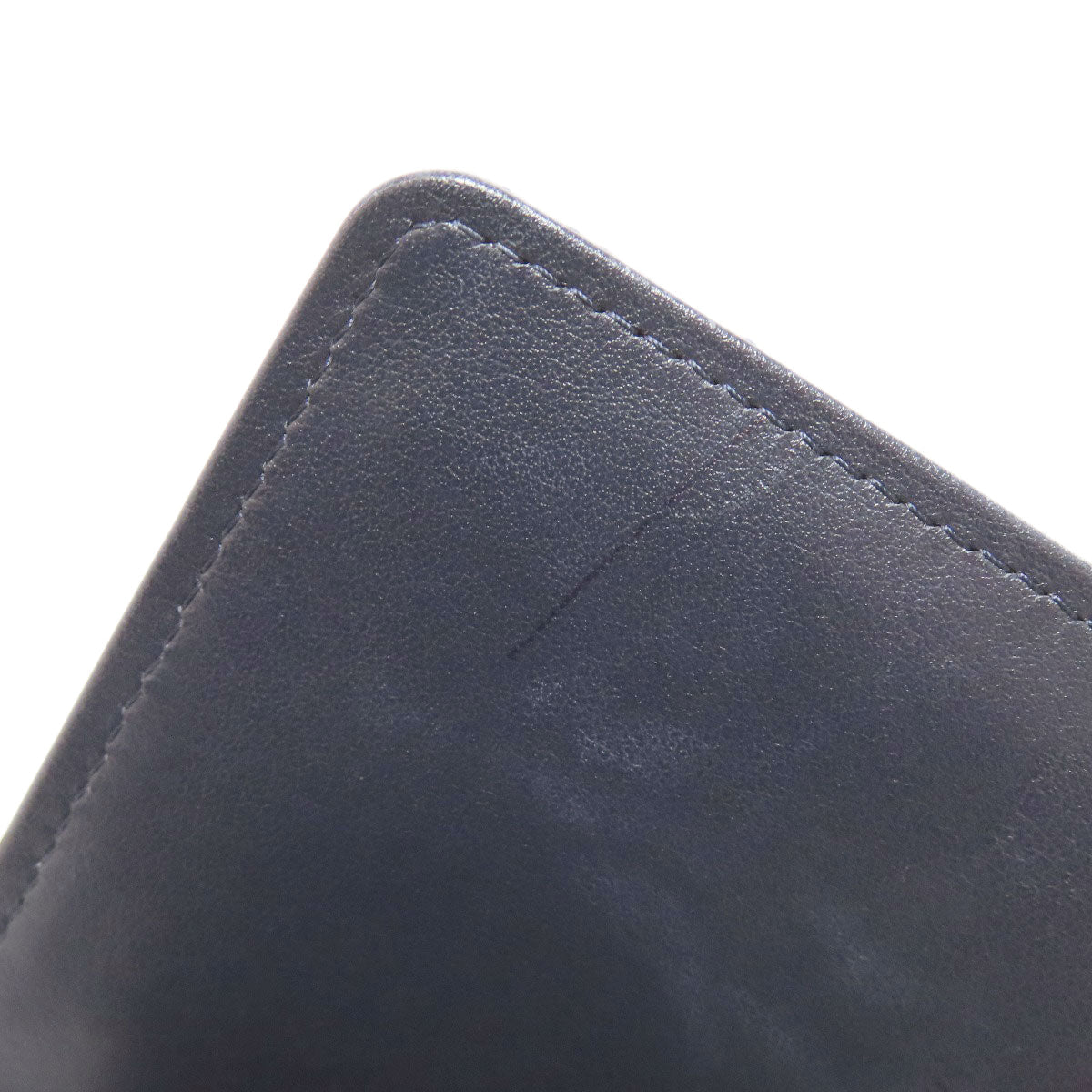 CHANEL Long Wallet Purse lambskin Navy Studs COCO Mark Gold Metal