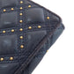 CHANEL Long Wallet Purse lambskin Navy Studs COCO Mark Gold Metal