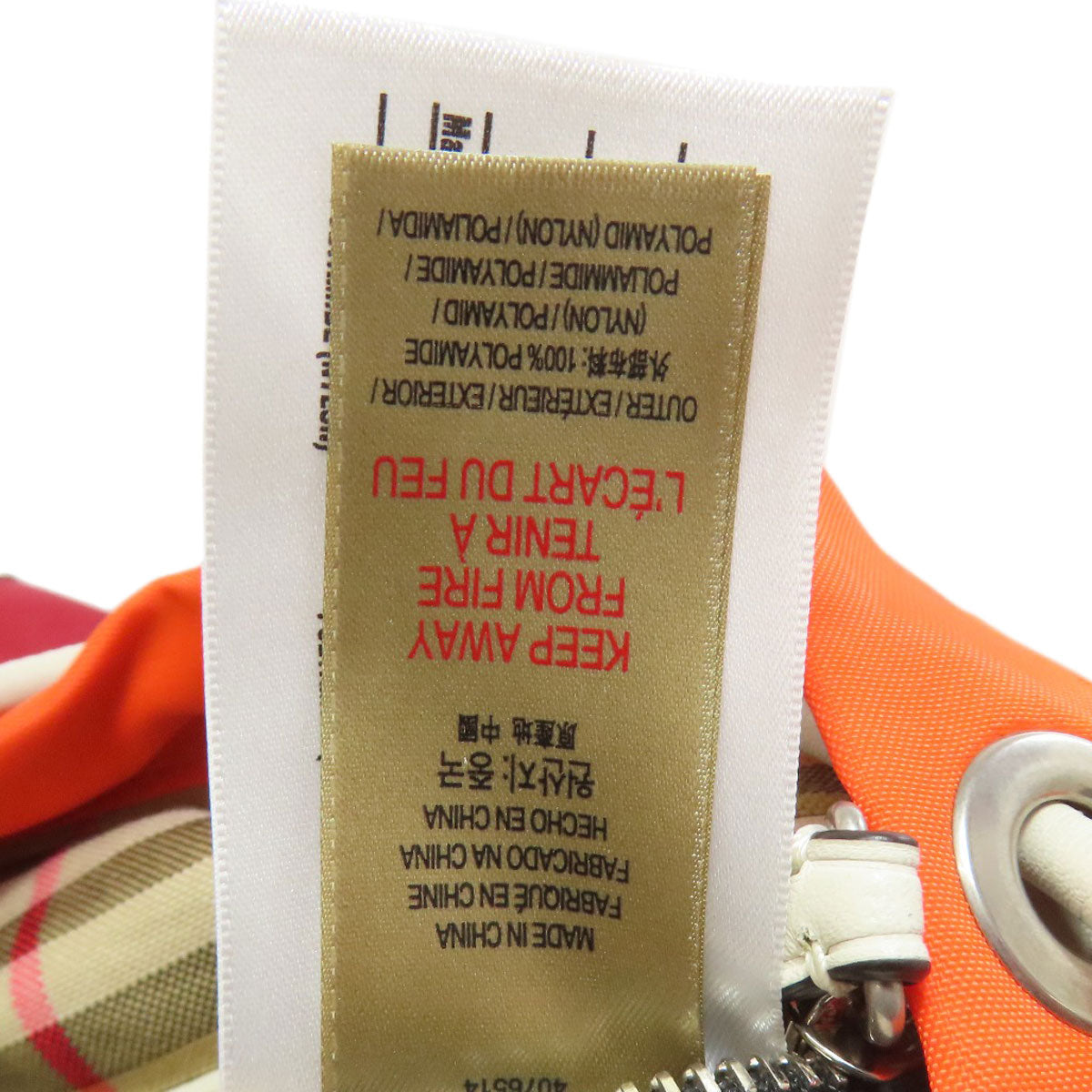 BURBERRY Backpack Nylon Orange Nova Check