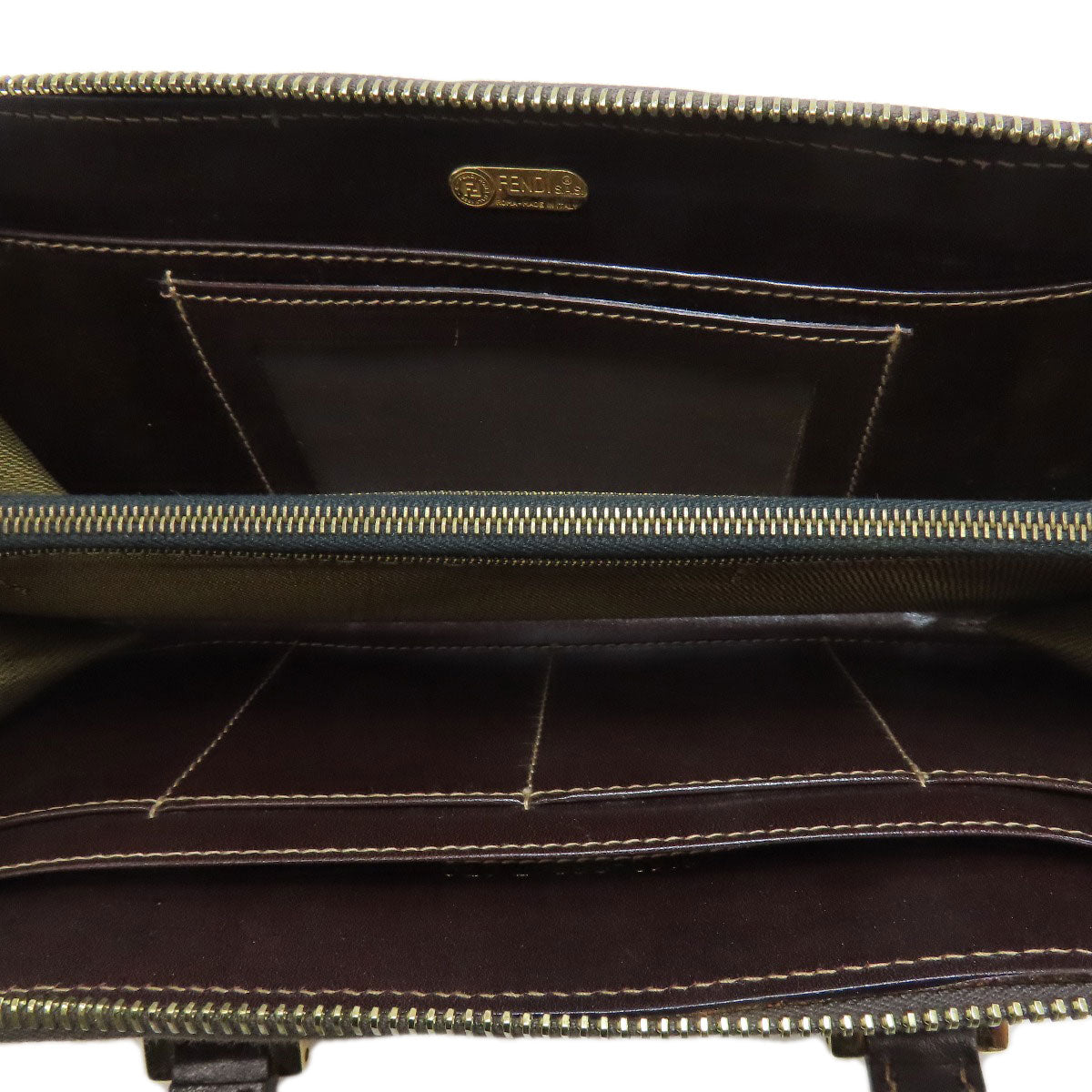 FENDI Handbag canvas Brown Zucca Pattern