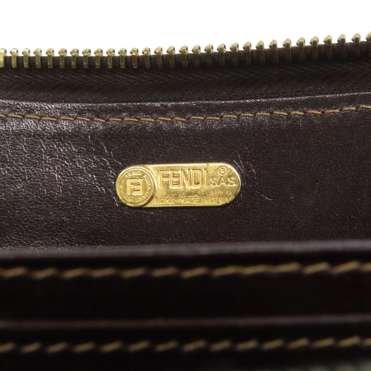 FENDI Handbag canvas Brown Zucca Pattern