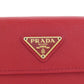 PRADA Long Wallet Purse Safiano Red logoMetal