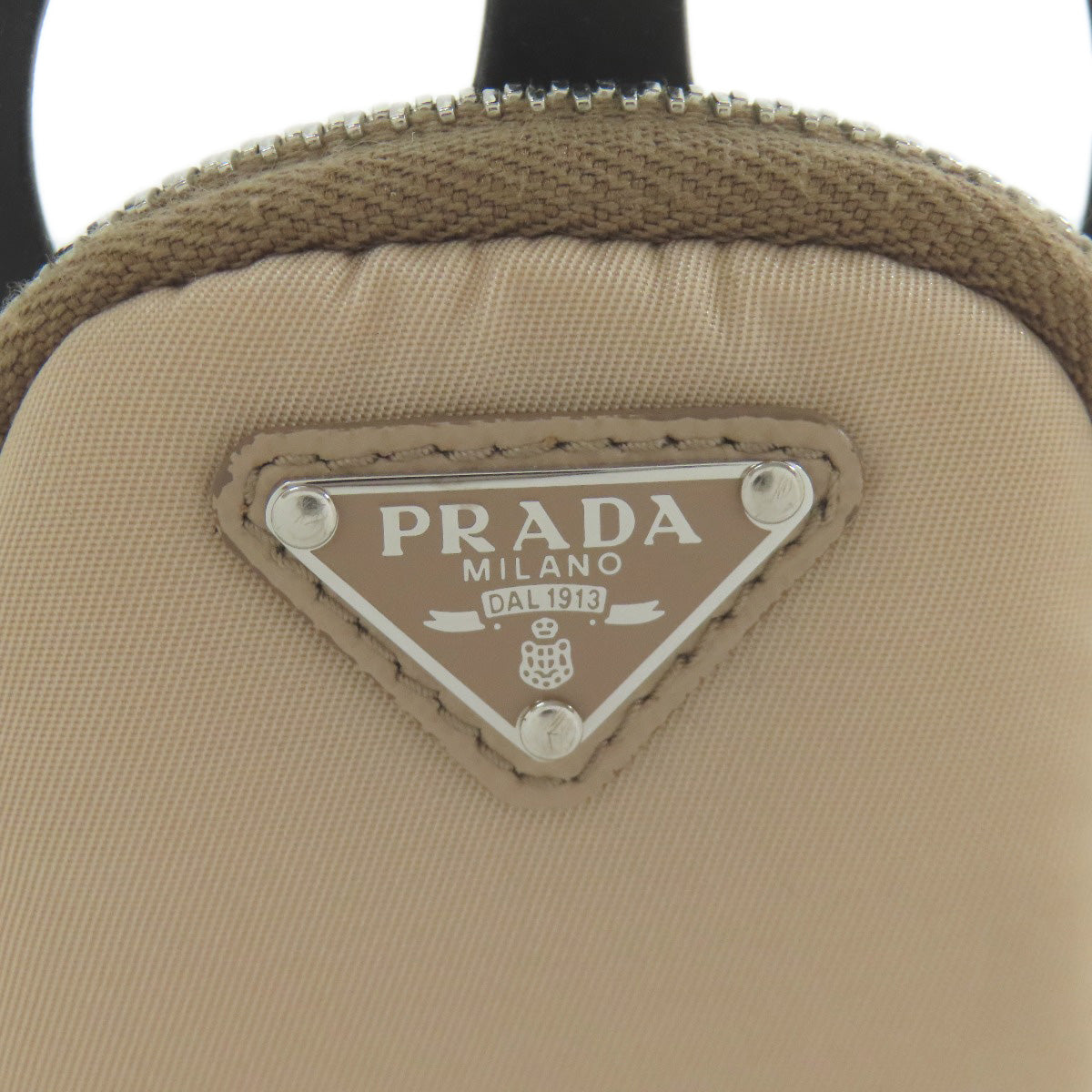 PRADA Accessory pouch Nylon beige logoMetal
