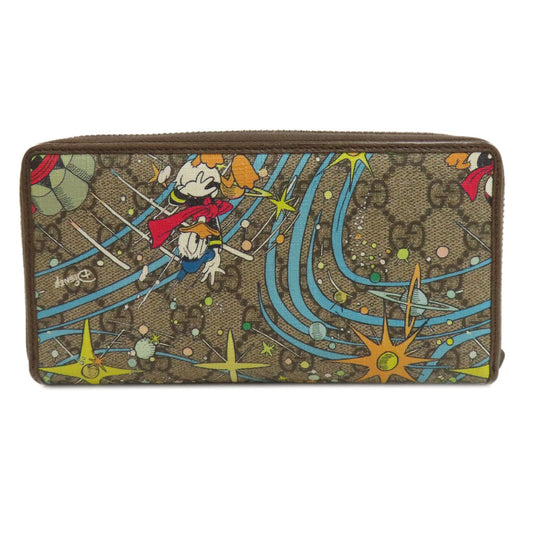 GUCCI Long Wallet Purse 647940 PVC Brown Zip Around Disney Donald Duck collaboration GG Supreme