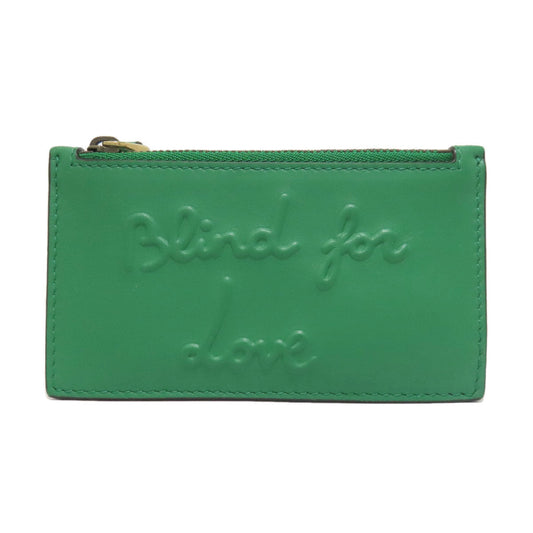 GUCCI Coin case 451184 Calfskin green Coin/Card Case Embossed Logo