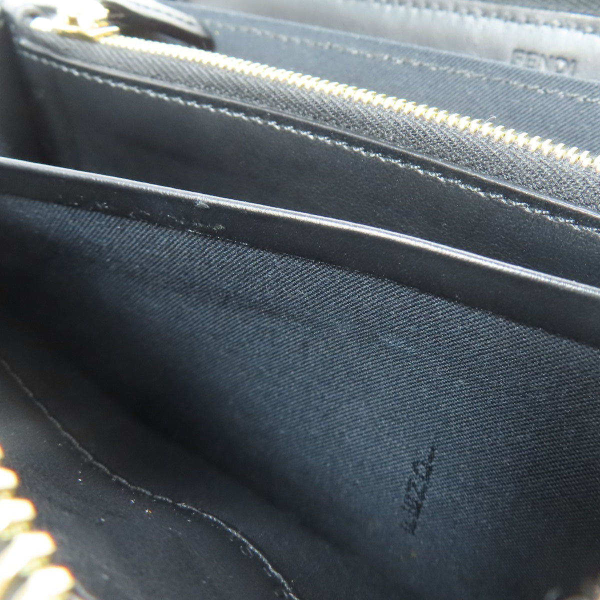 FENDI Long Wallet Purse leather black Zip Around