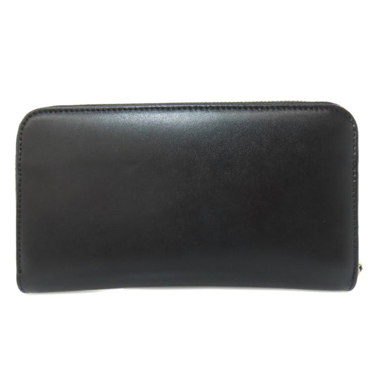 FENDI Long Wallet Purse leather black Zip Around